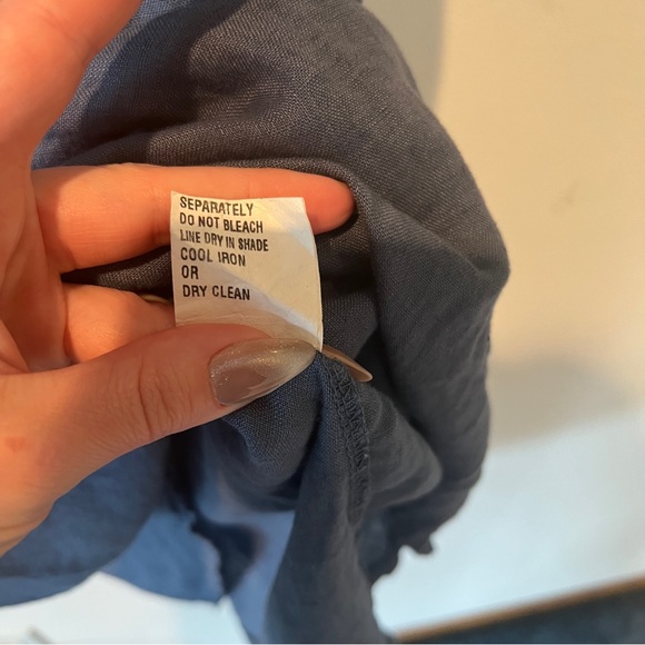 ALESSIA PACINI Made in Italy Medium Dress Ruffled pleated V-Neck Linen Dress - Picture 4 of 7